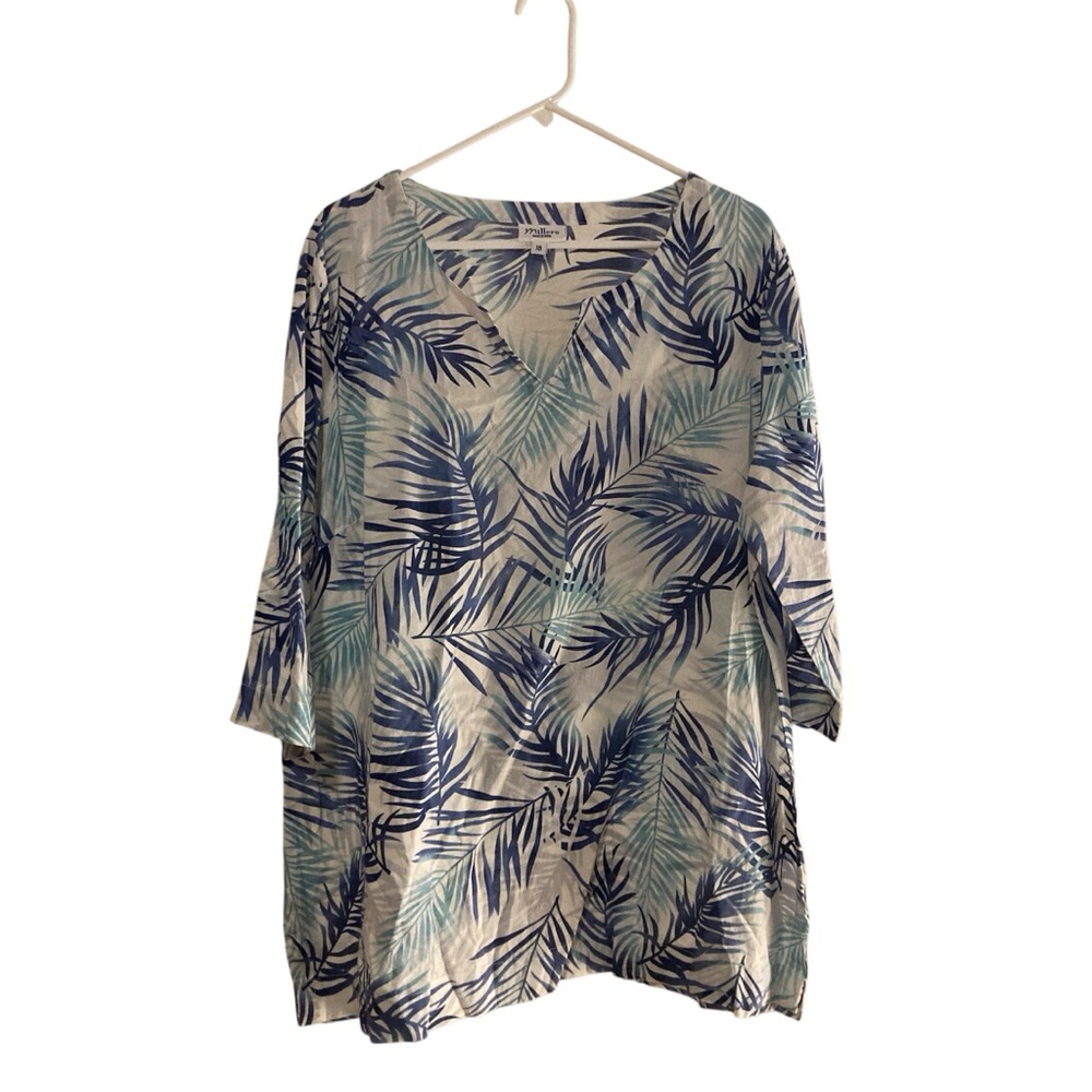 Millers Tropical Palm Print Tunic Top Women’s 18 Cotton Resort Beachwear